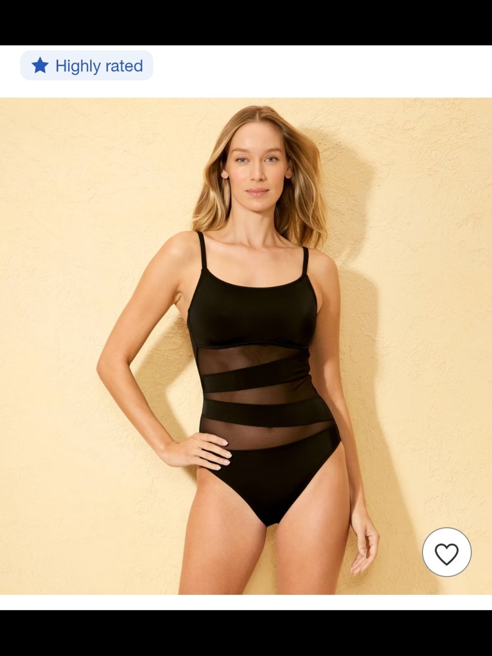 Target Black Mesh-Panel One-Piece Swimsuit Women Sz M (8-10)